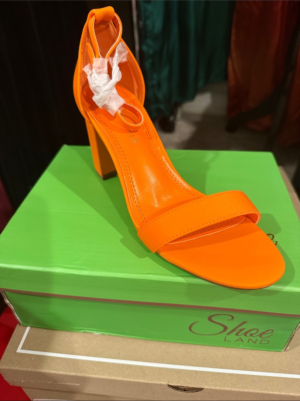 Ankle-Strap Block Heel Sandals in Vibrant Orange
